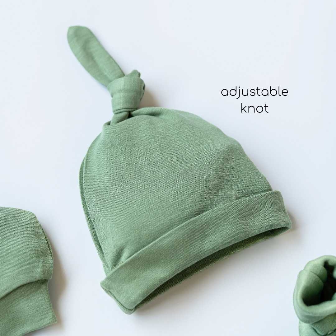 newborn baby bamboo cap mitten booties set