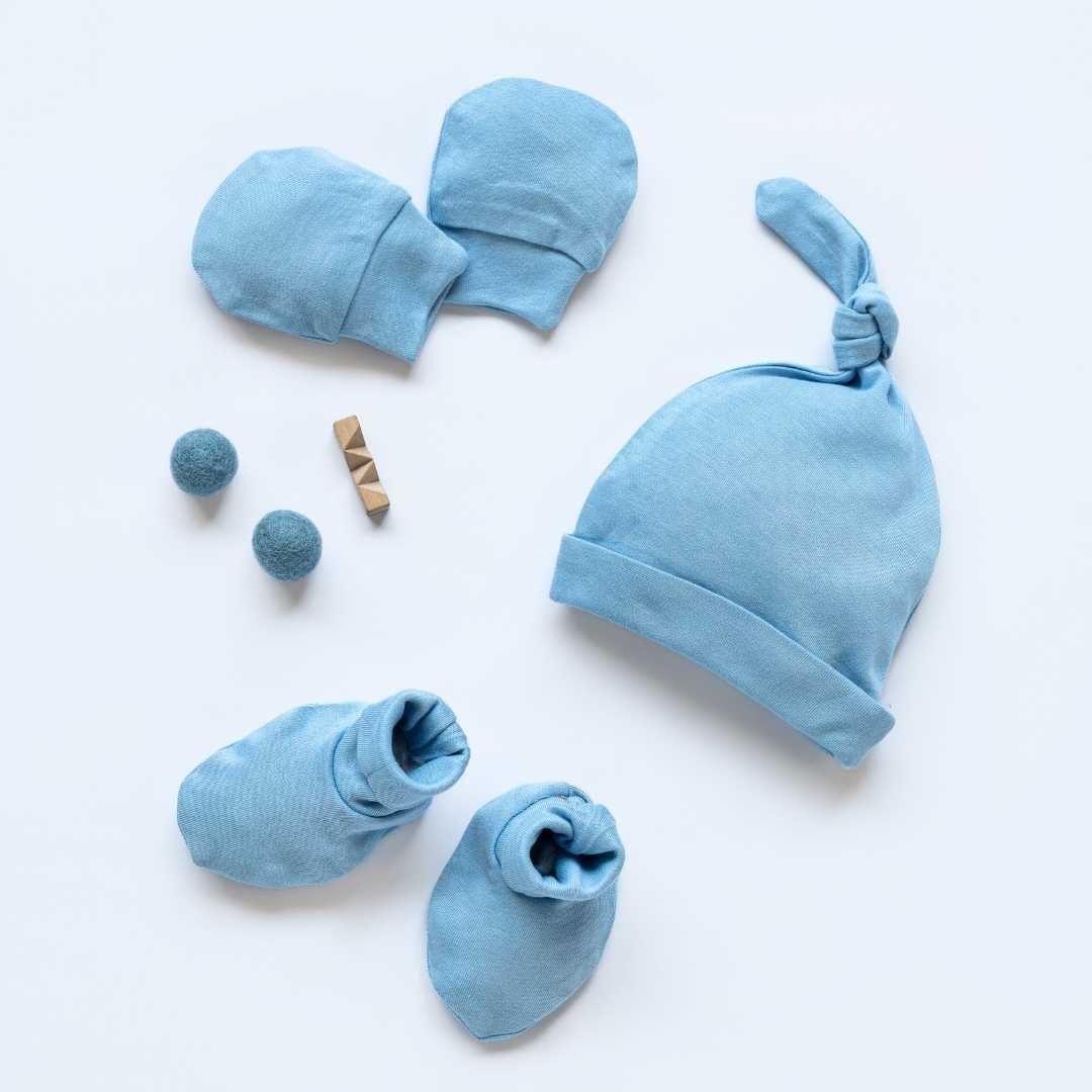 newborn baby bamboo cap mitten booties set
