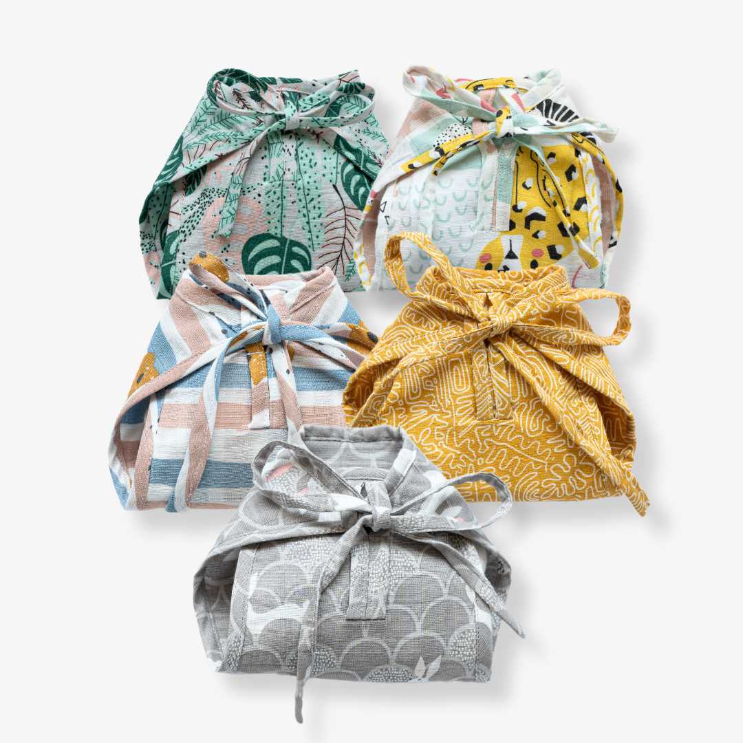 Bamboo muslin assorted nappy pack of 5