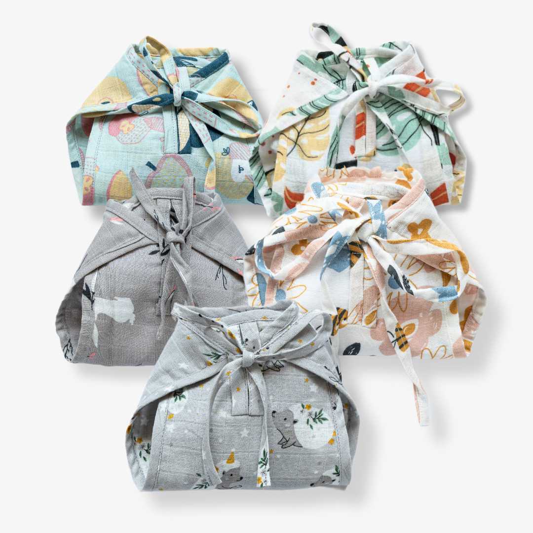 Bamboo muslin assorted nappy pack of 5