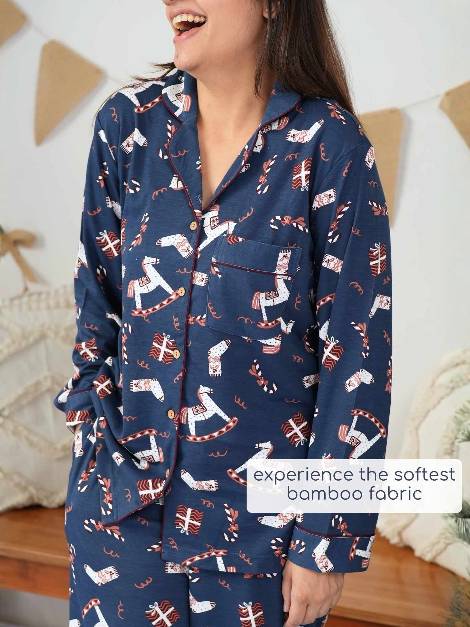 women's bamboo knit matching family christmas pajamas