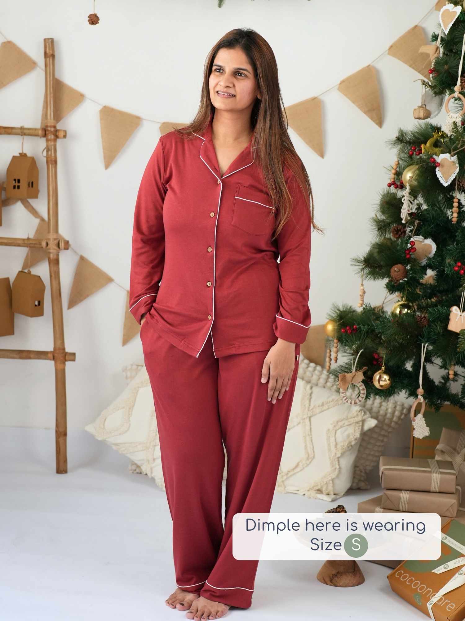 women's bamboo knit nightsuit - valentine edit
