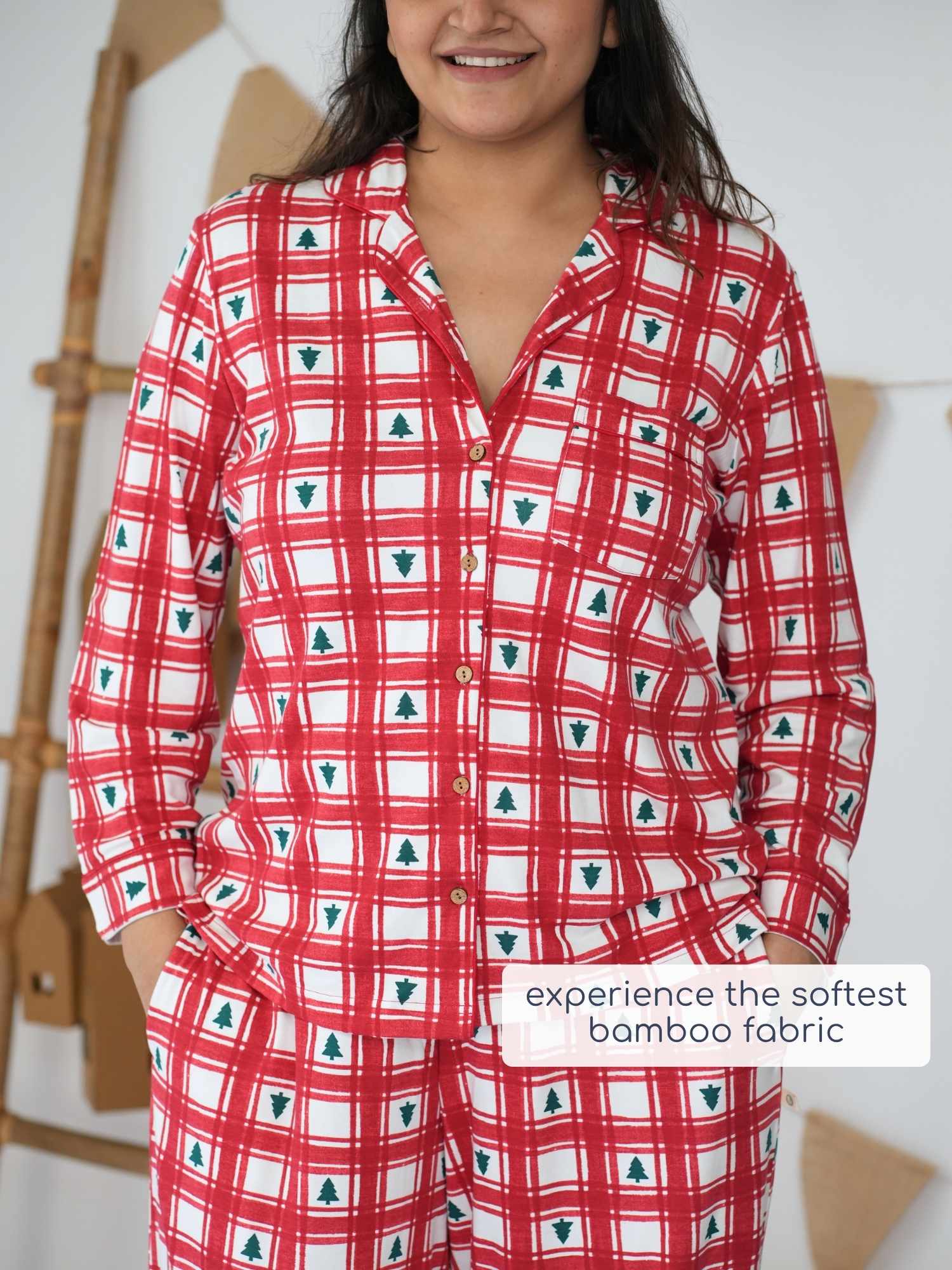 women's bamboo knit matching family christmas pajamas