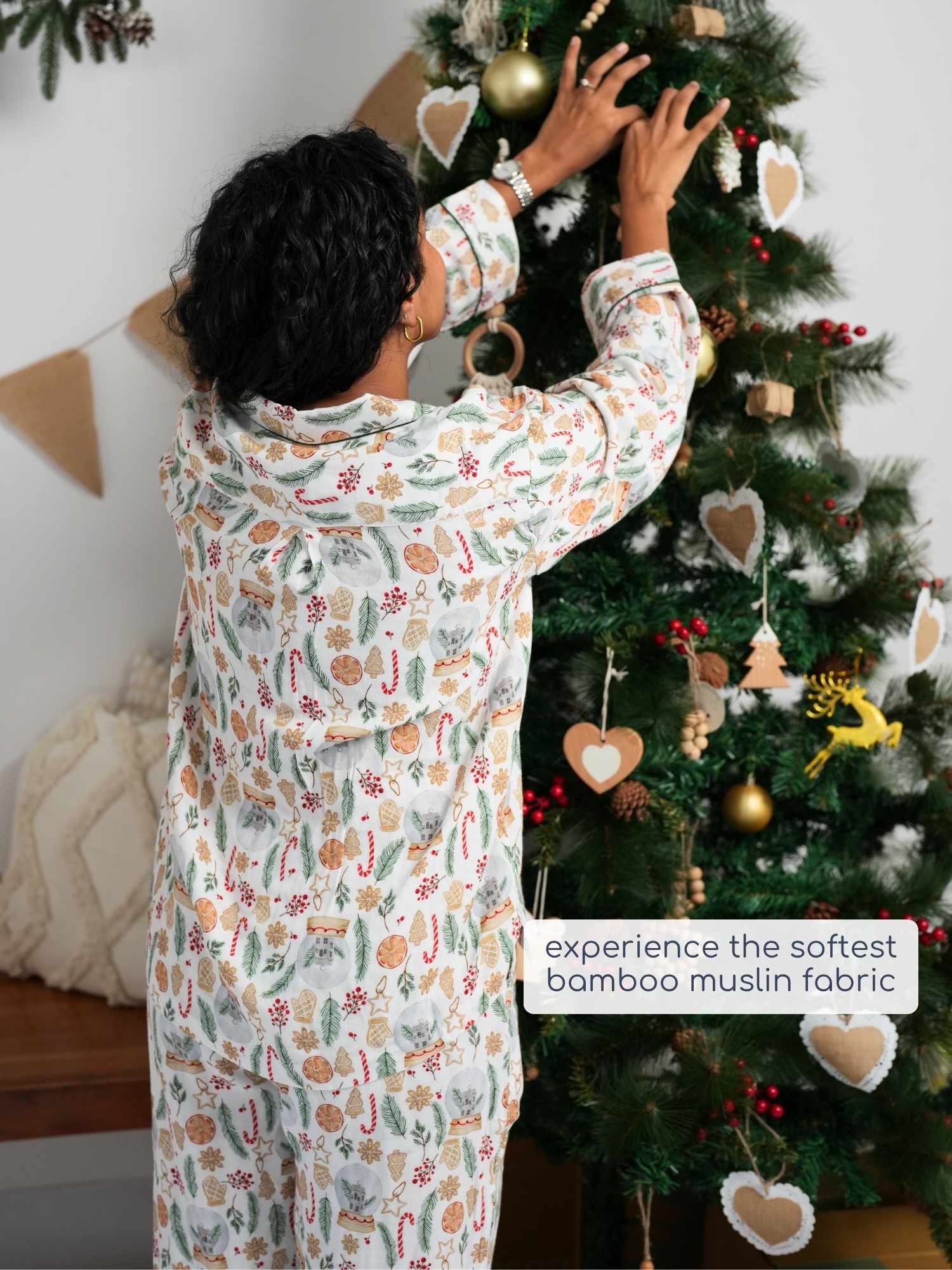 bamboo women's muslin pyjamas - christmas collection