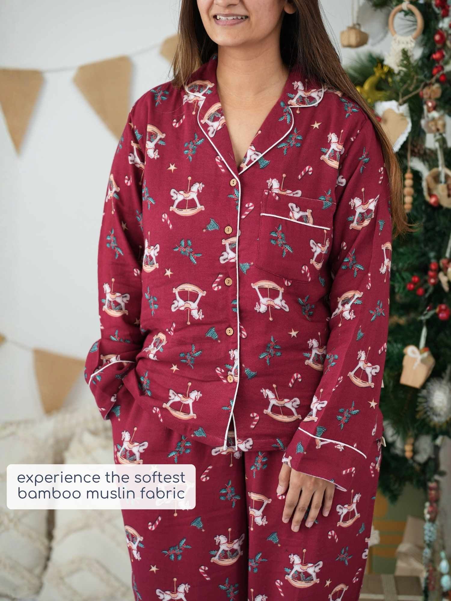 women's bamboo muslin matching family pajamas