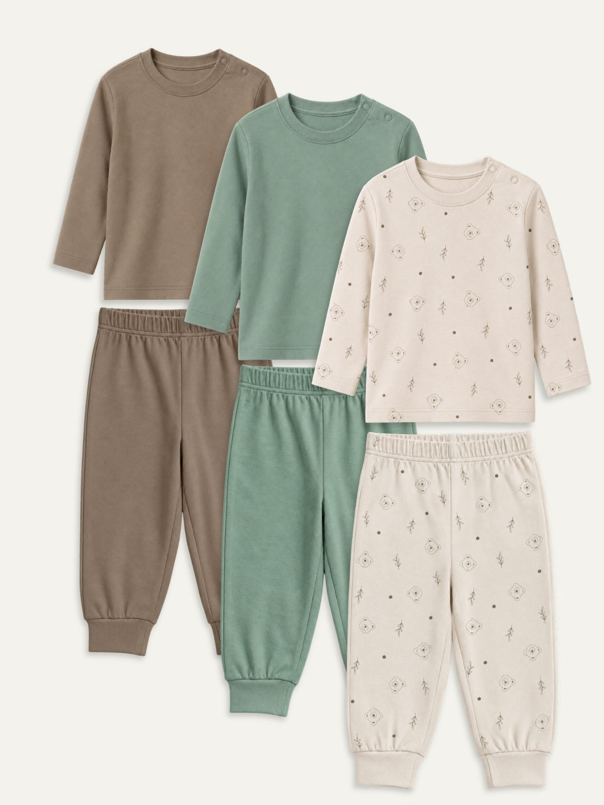 bamboo knit long sleeve top & bottom set | 3 pairs