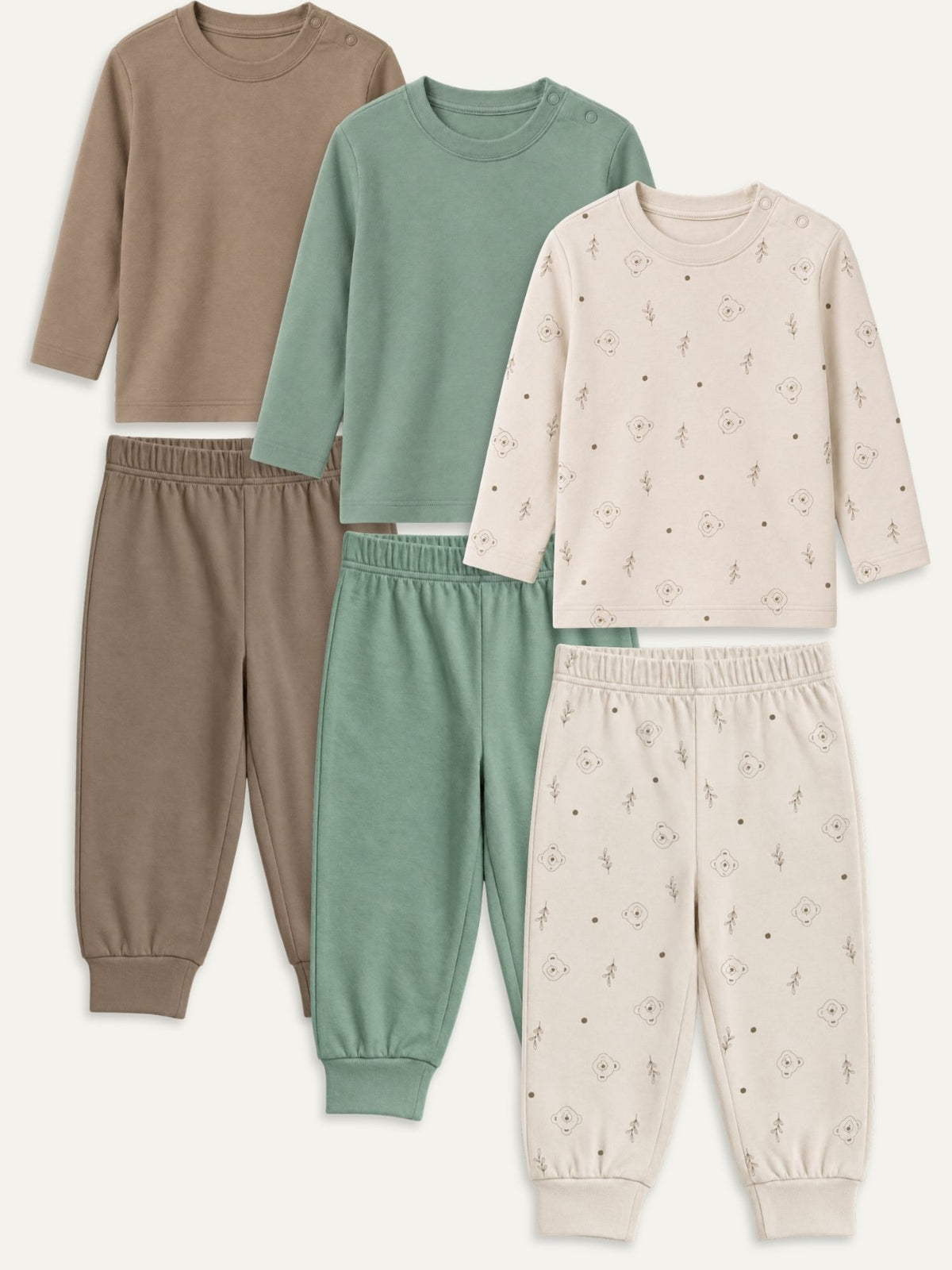 bamboo knit long sleeve top & bottom set | 3 pairs