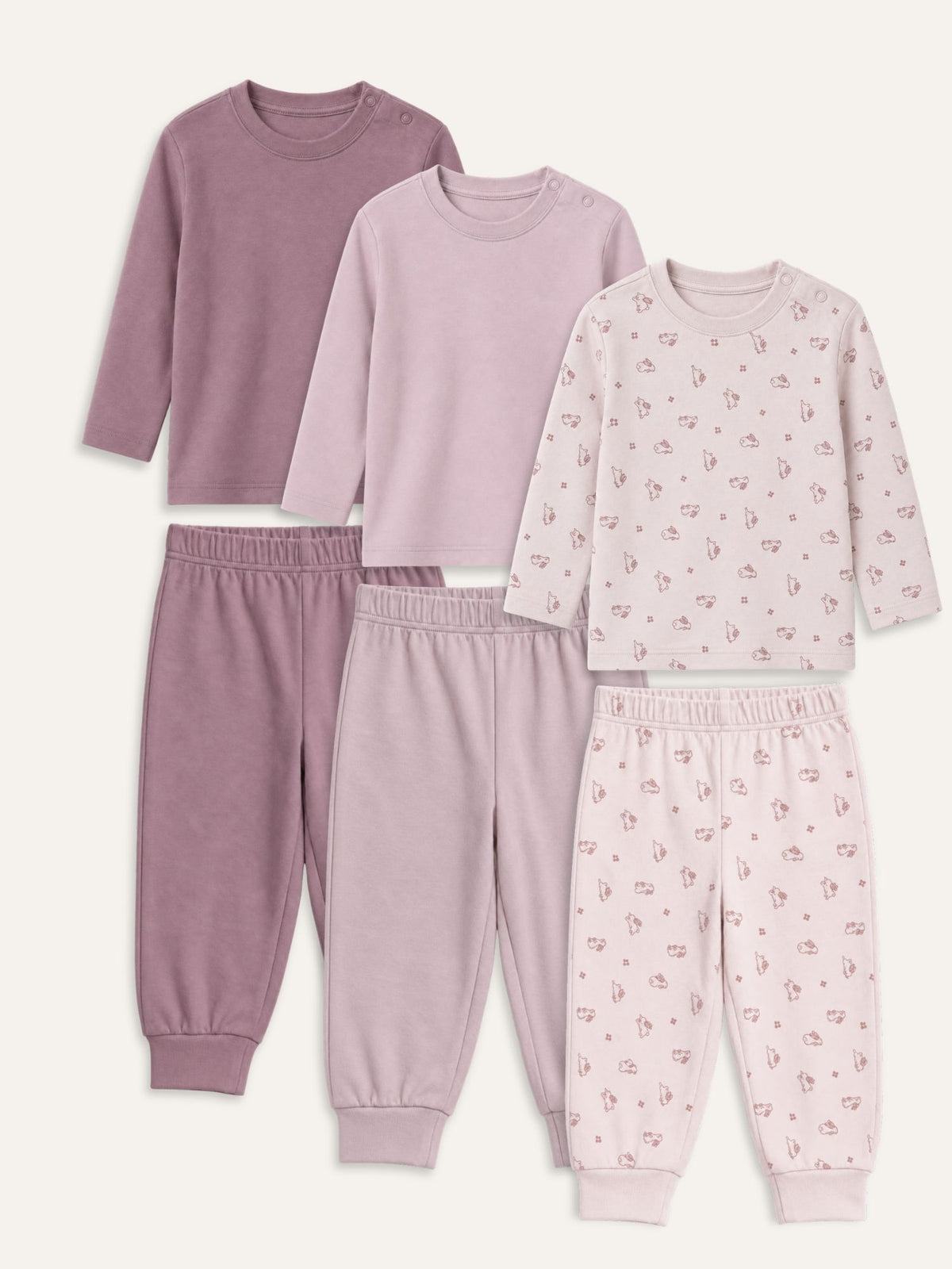 bamboo knit long sleeve top & bottom set | 3 pairs