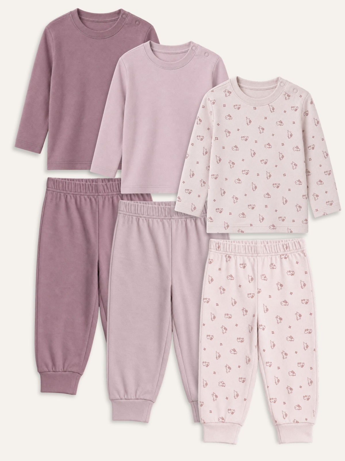 bamboo knit long sleeve top & bottom set | 3 pairs