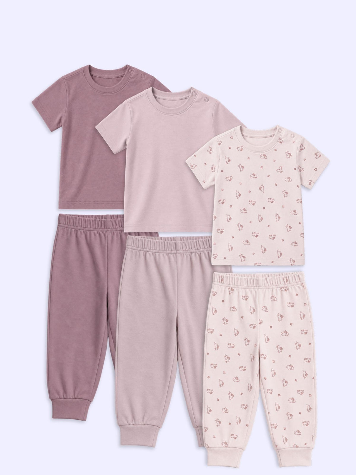 bamboo knit short sleeve top & bottom set | 3 pairs