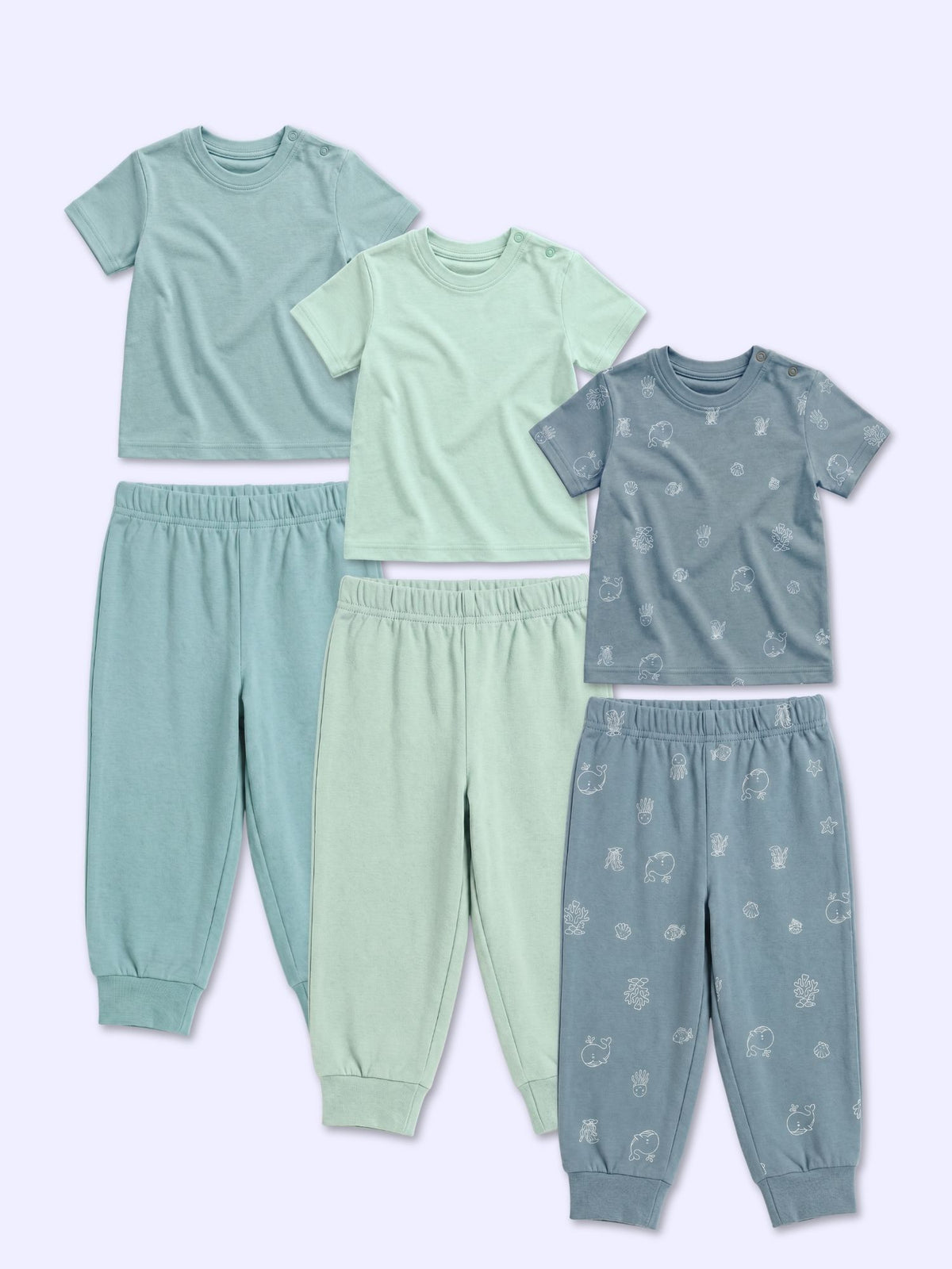 bamboo knit short sleeve top & bottom set | 3 pairs