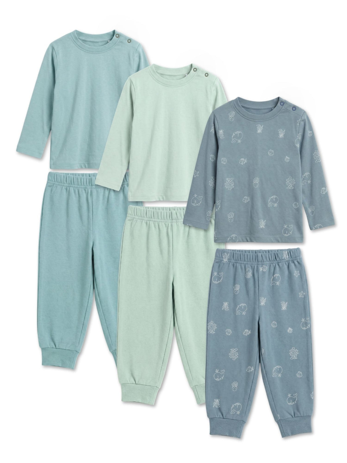 bamboo knit long sleeve top & bottom set | 3 pairs