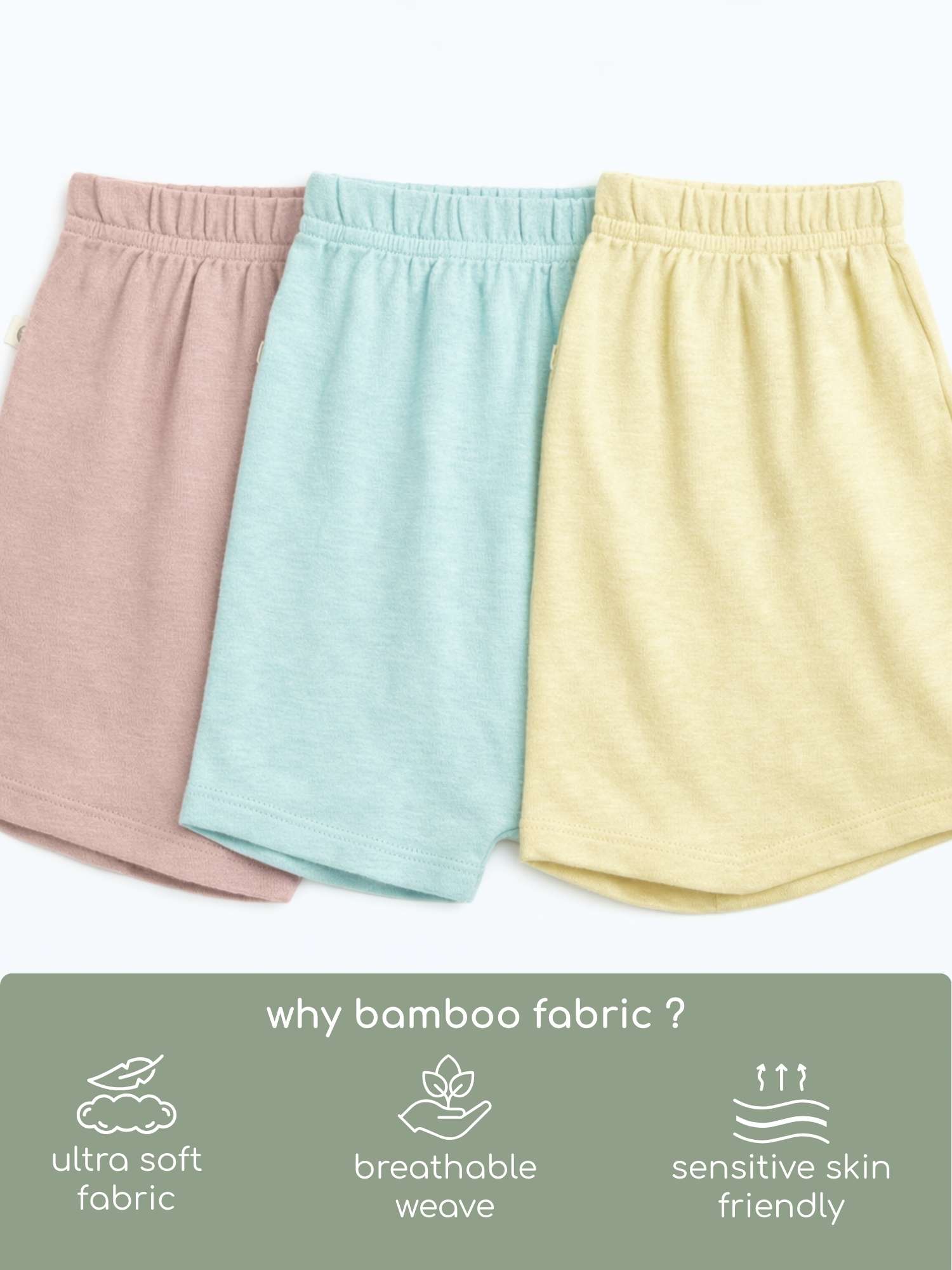 bamboo knit shorts pack of 3