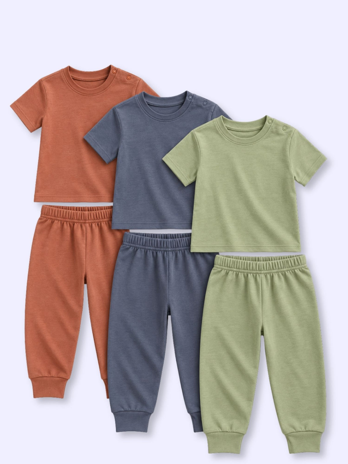bamboo knit short sleeve top & bottom set | 3 pairs