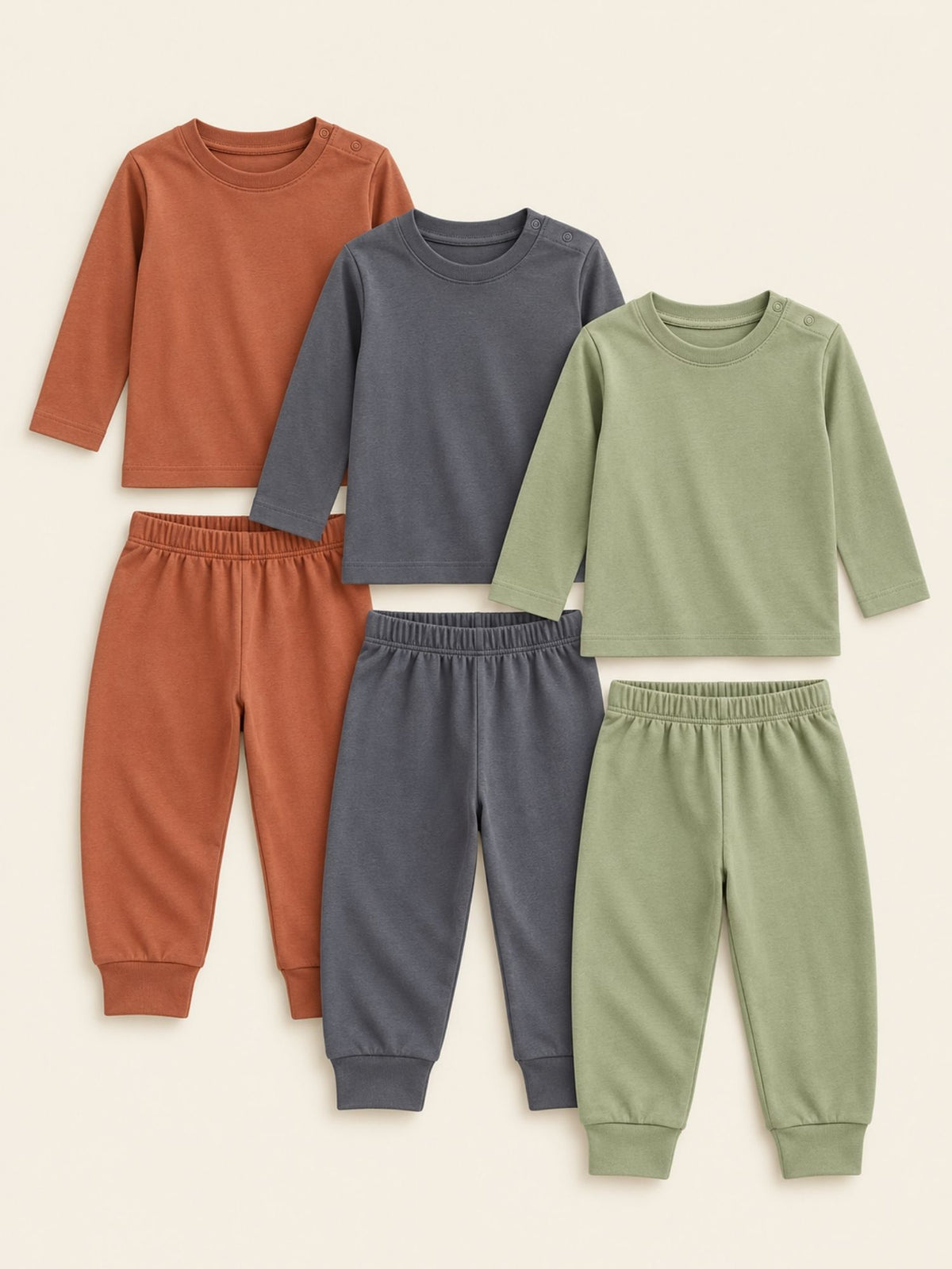 bamboo knit long sleeve top & bottom set | 3 pairs