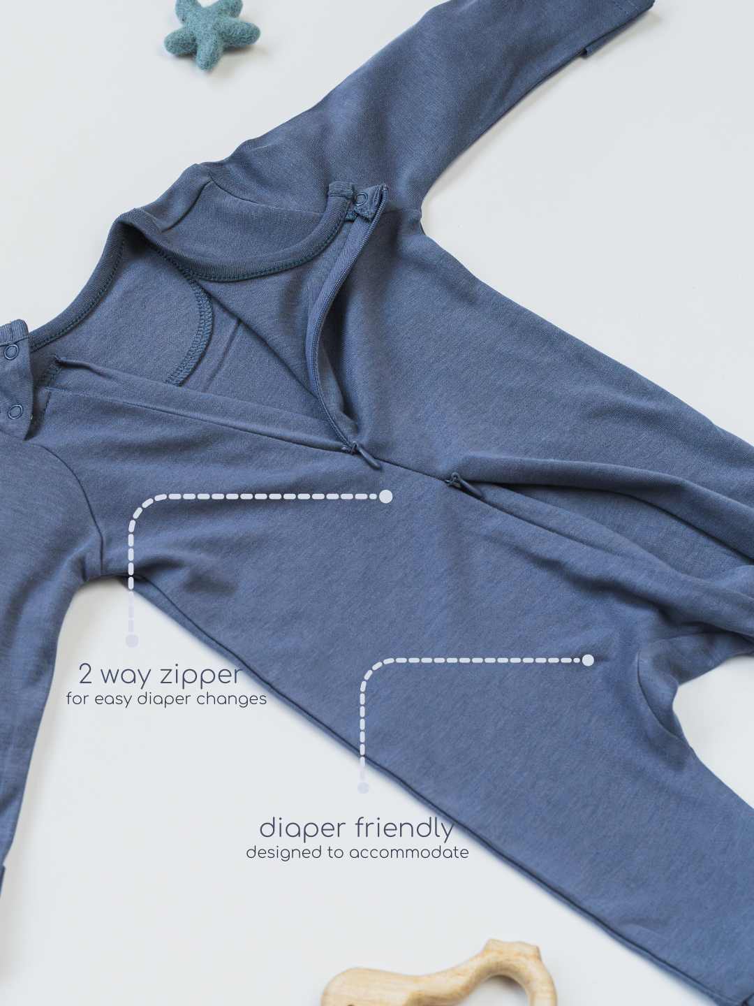 bamboo sleepsuit with reversible mittens & footie