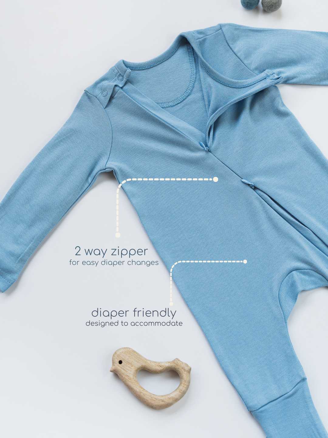 bamboo sleepsuit with reversible mittens & footie