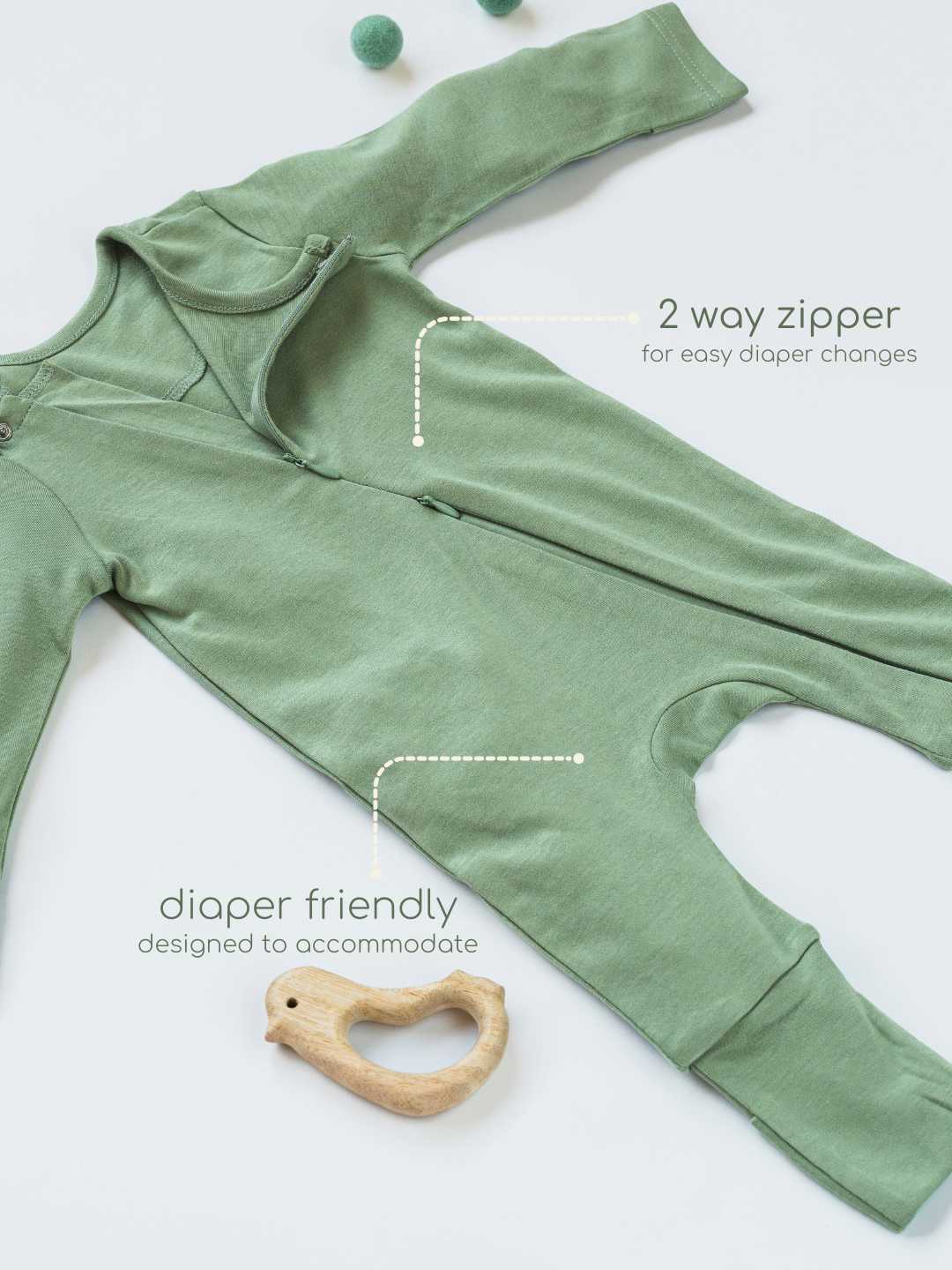 bamboo sleepsuit with reversible mittens & footie