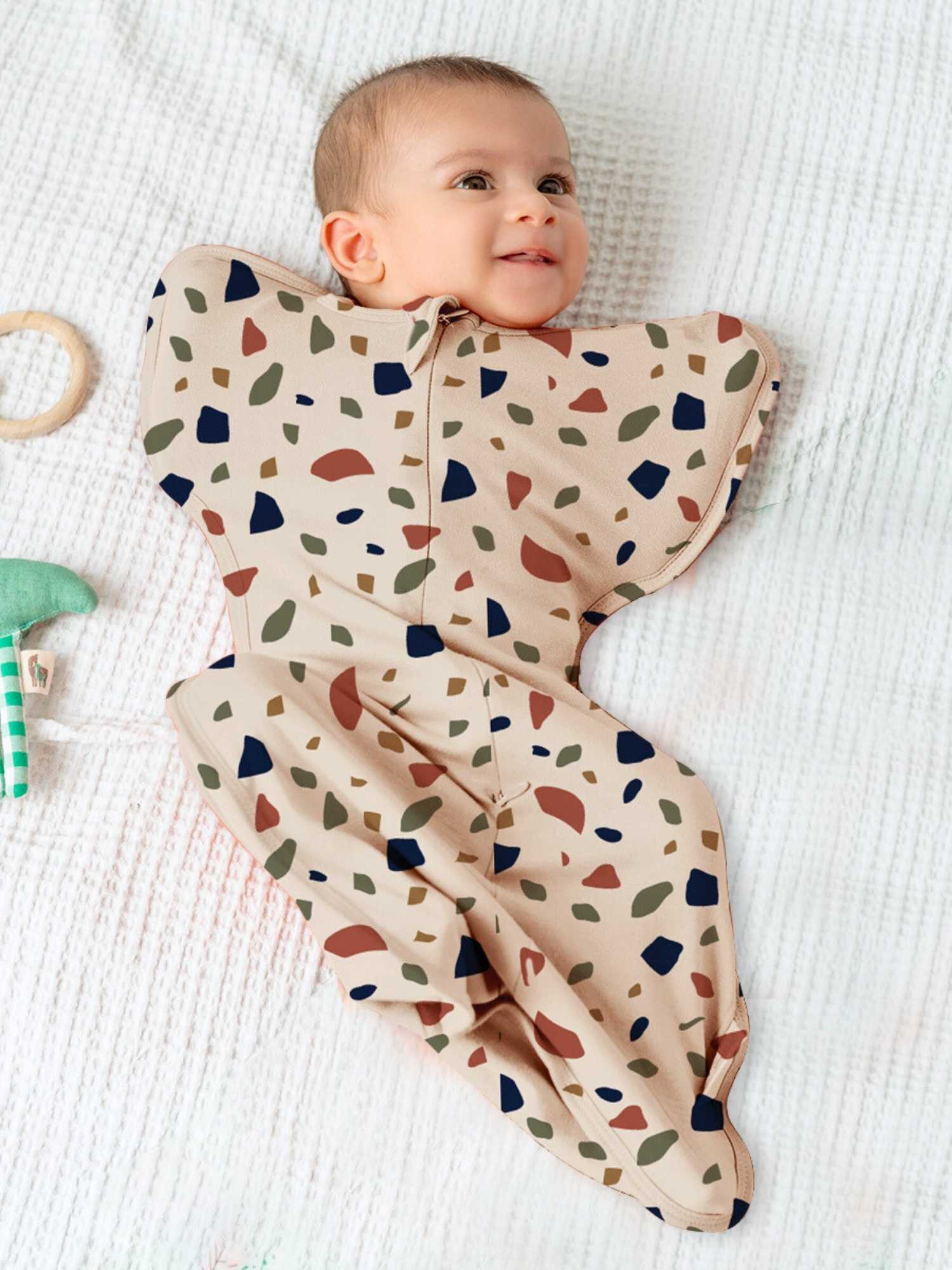 bamboo hands up swaddle pod for baby - prints