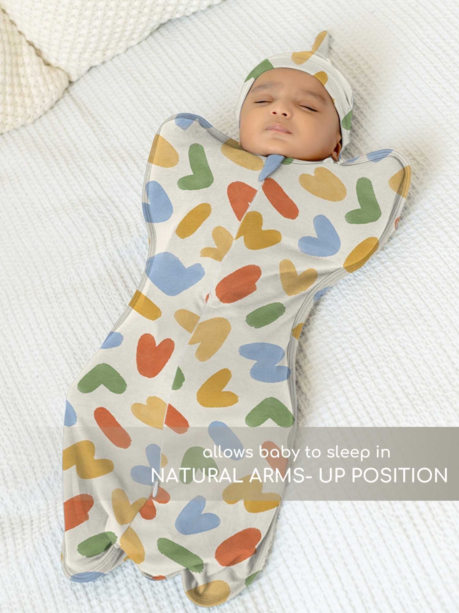 bamboo hands up swaddle pod for baby - prints