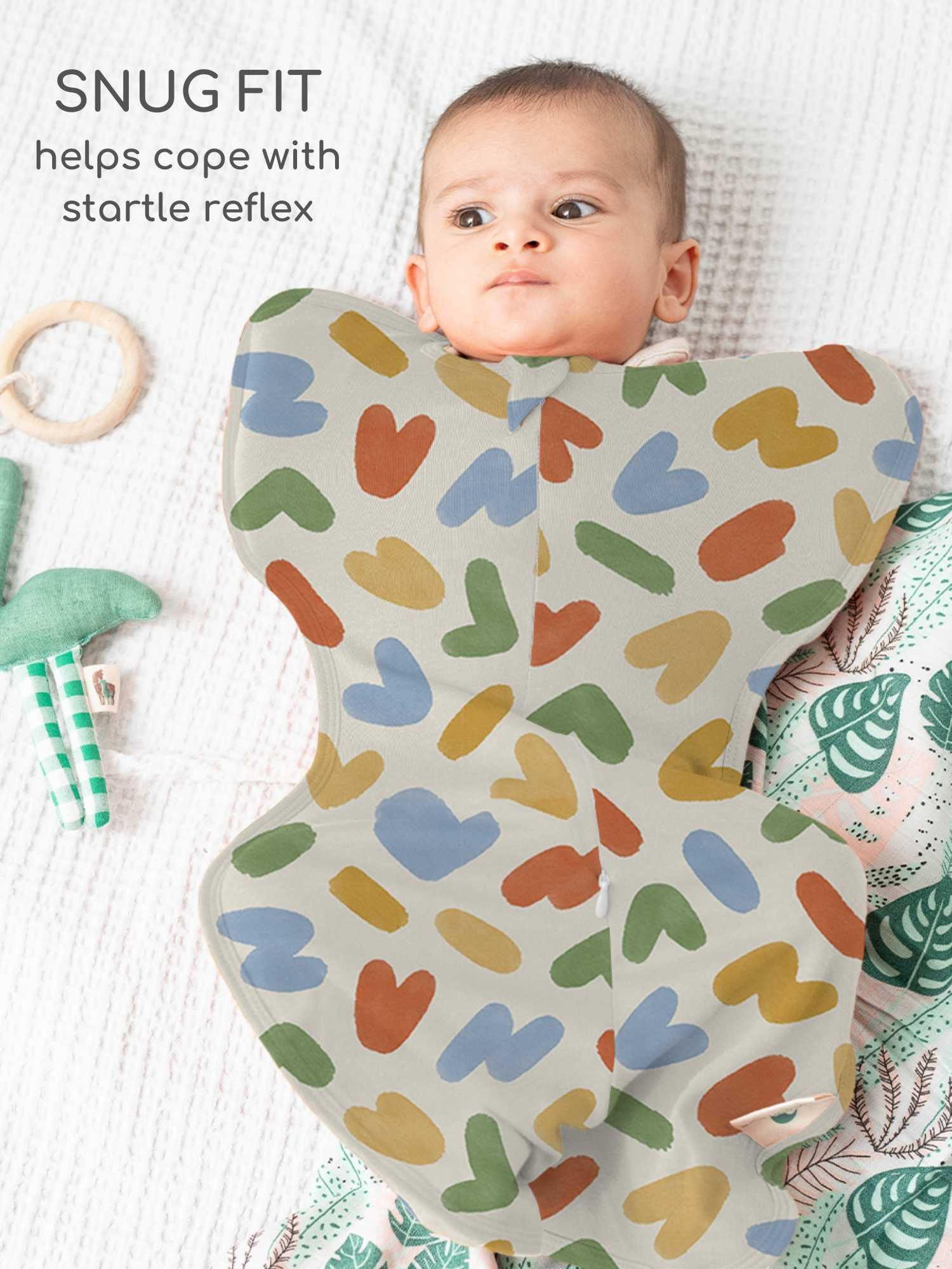 bamboo hands up swaddle pod for baby - prints
