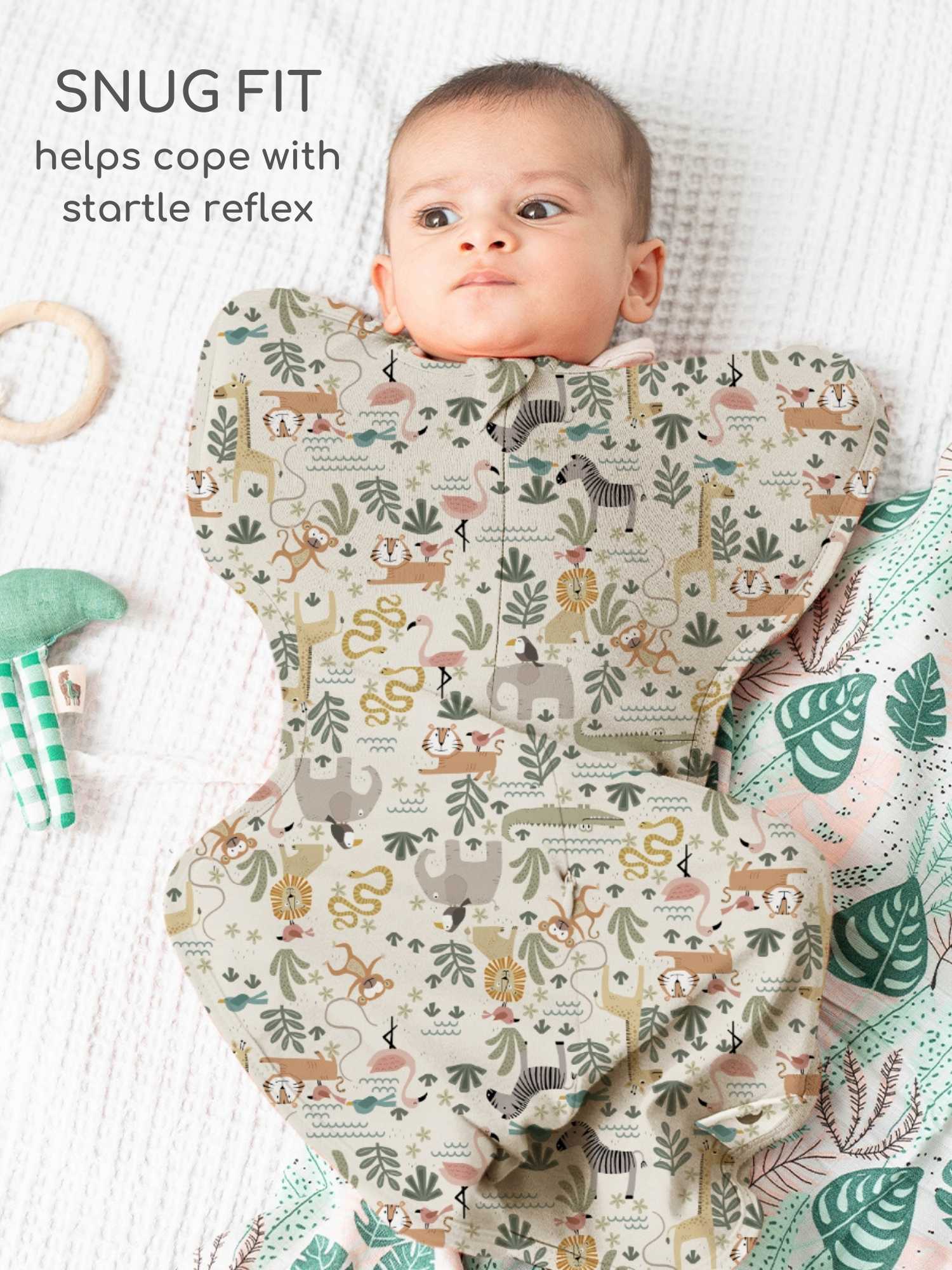 bamboo hands up swaddle pod for baby - prints