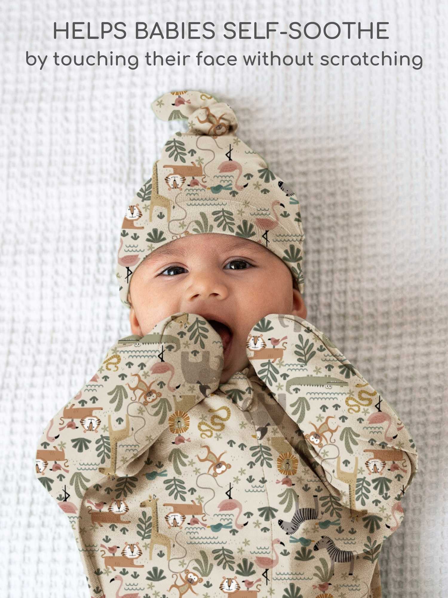 bamboo hands up swaddle pod for baby - prints