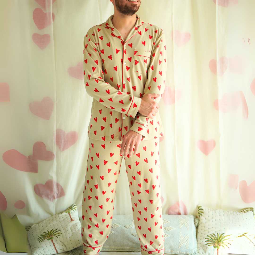 Bamboo_Nighsuit_Family_Matching_Pajamas_for_dad_father_and_baby_in_heart_print