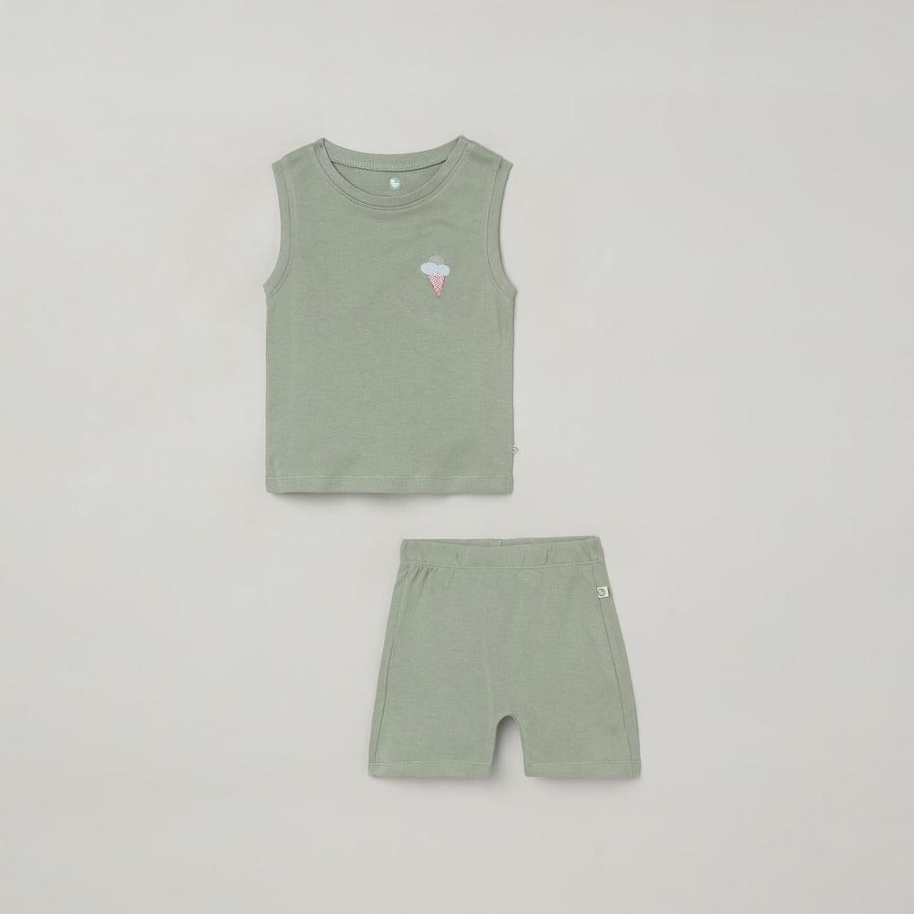 bamboo sleeveless t-shirt & shorts set
