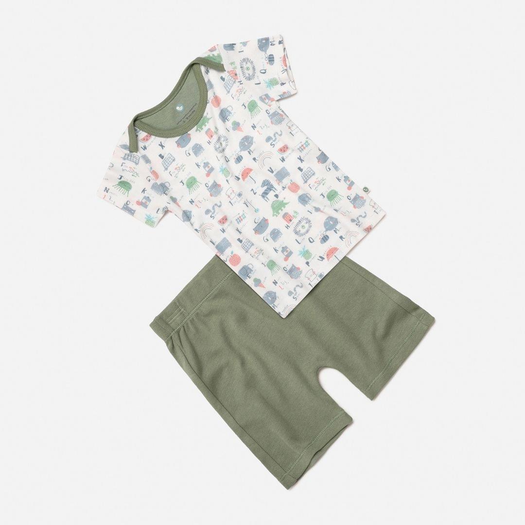bamboo printed t-shirt & solid shorts set