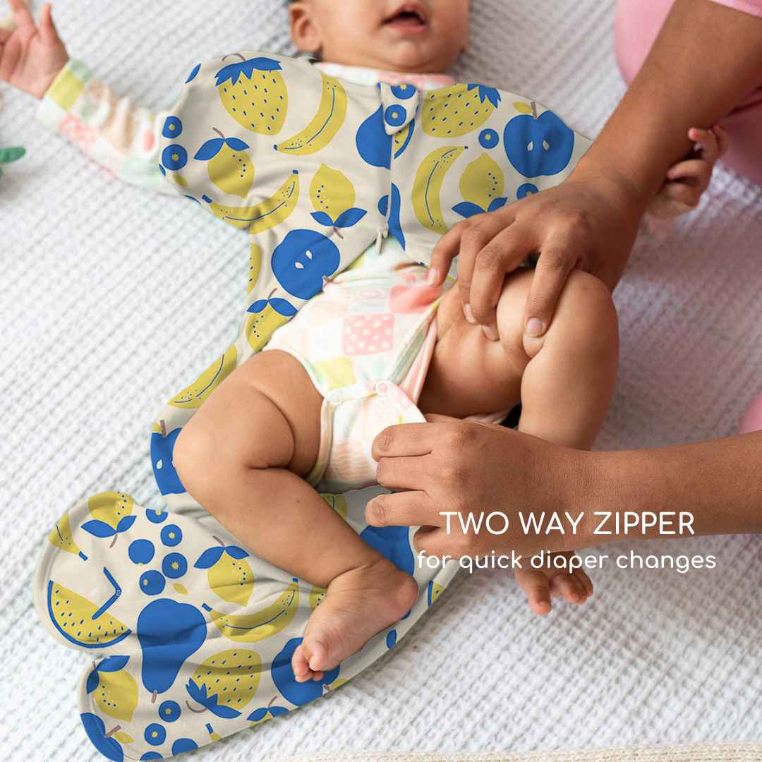 bamboo arms up swaddle pod for baby - prints