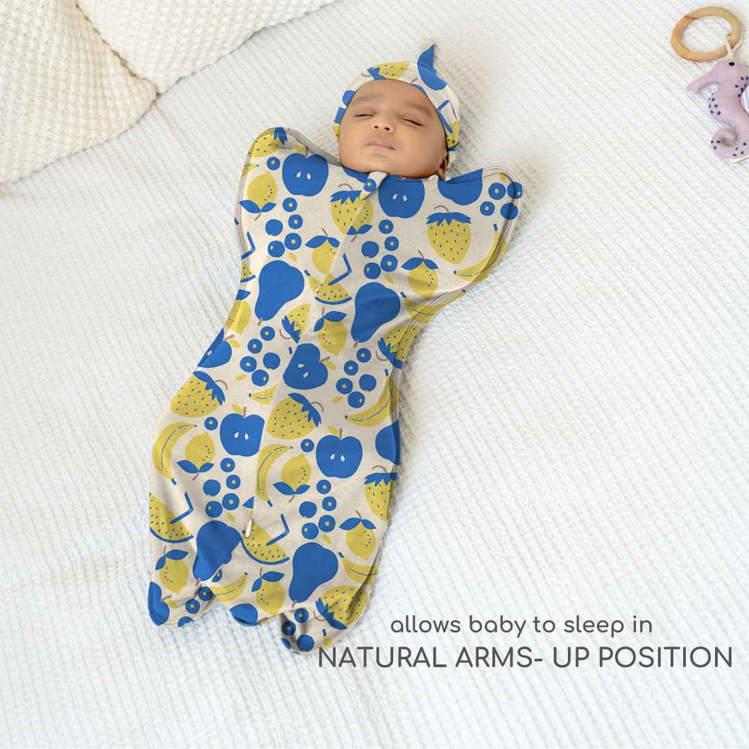 bamboo arms up swaddle pod for baby - prints