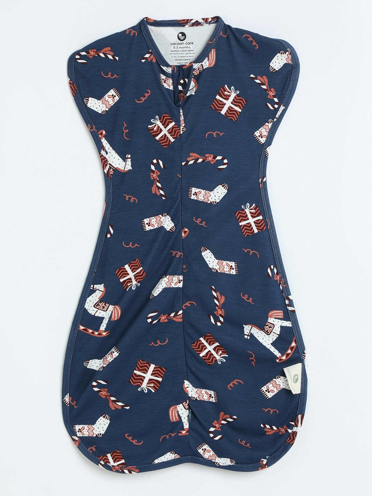 bamboo hands up swaddle pod for baby - christmas collection