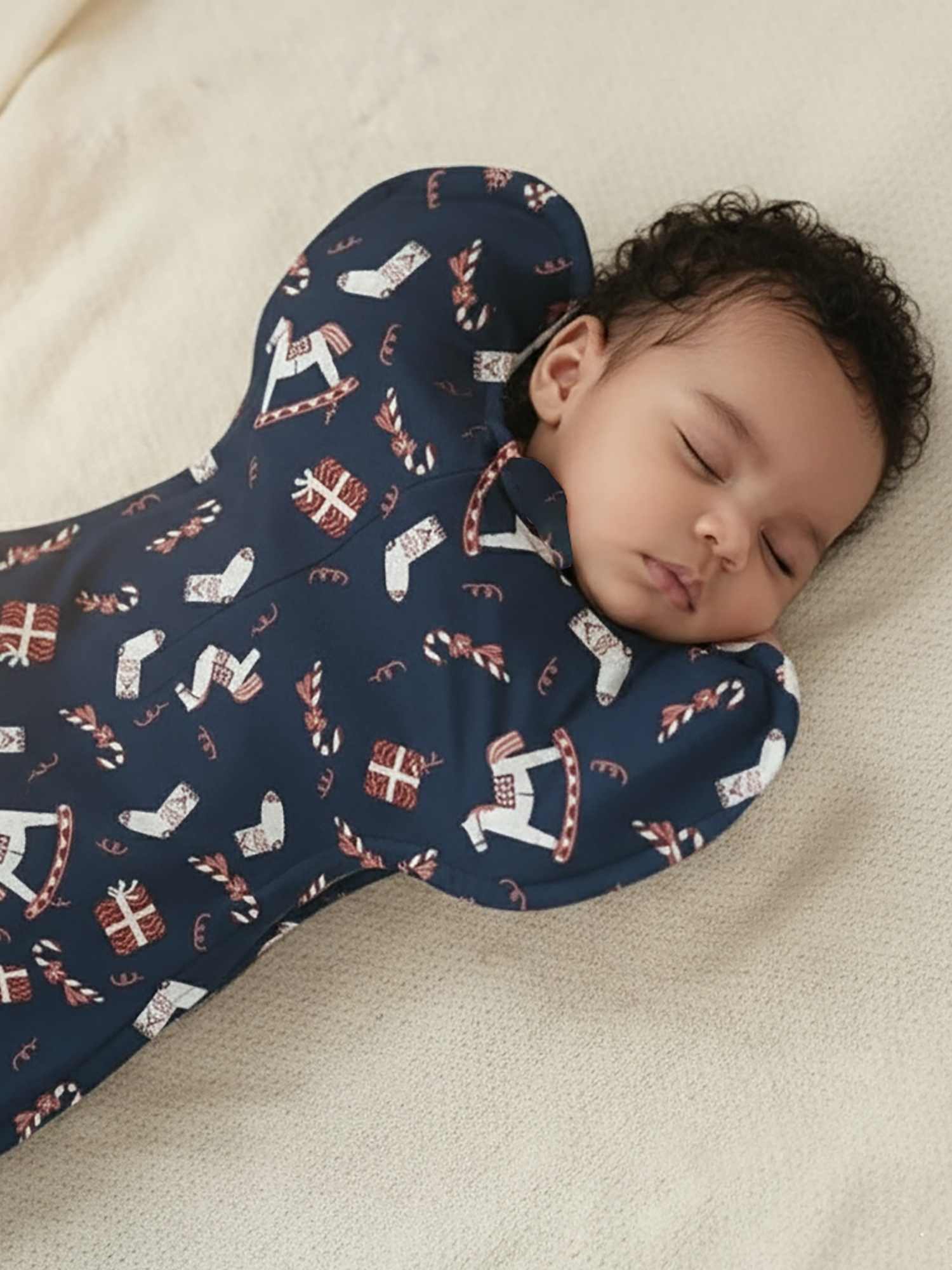 bamboo hands up swaddle pod for baby - christmas collection