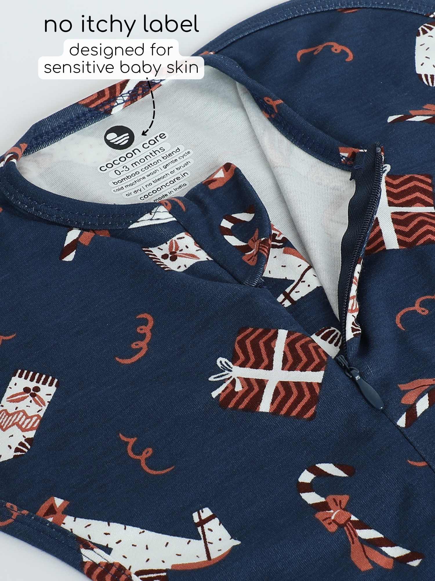 bamboo hands up swaddle pod for baby - christmas collection