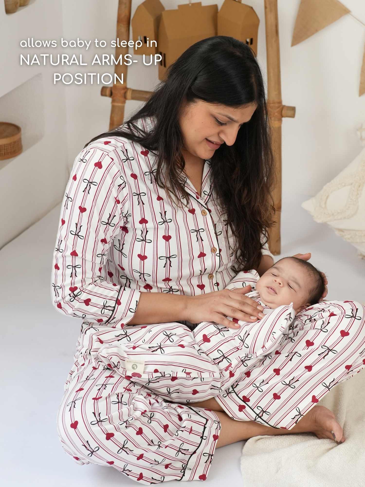 bamboo hands up swaddle pod for baby - christmas collection