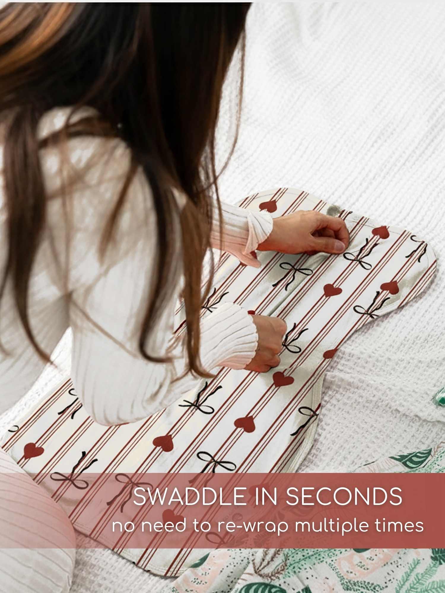 bamboo hands up swaddle pod for baby - christmas collection