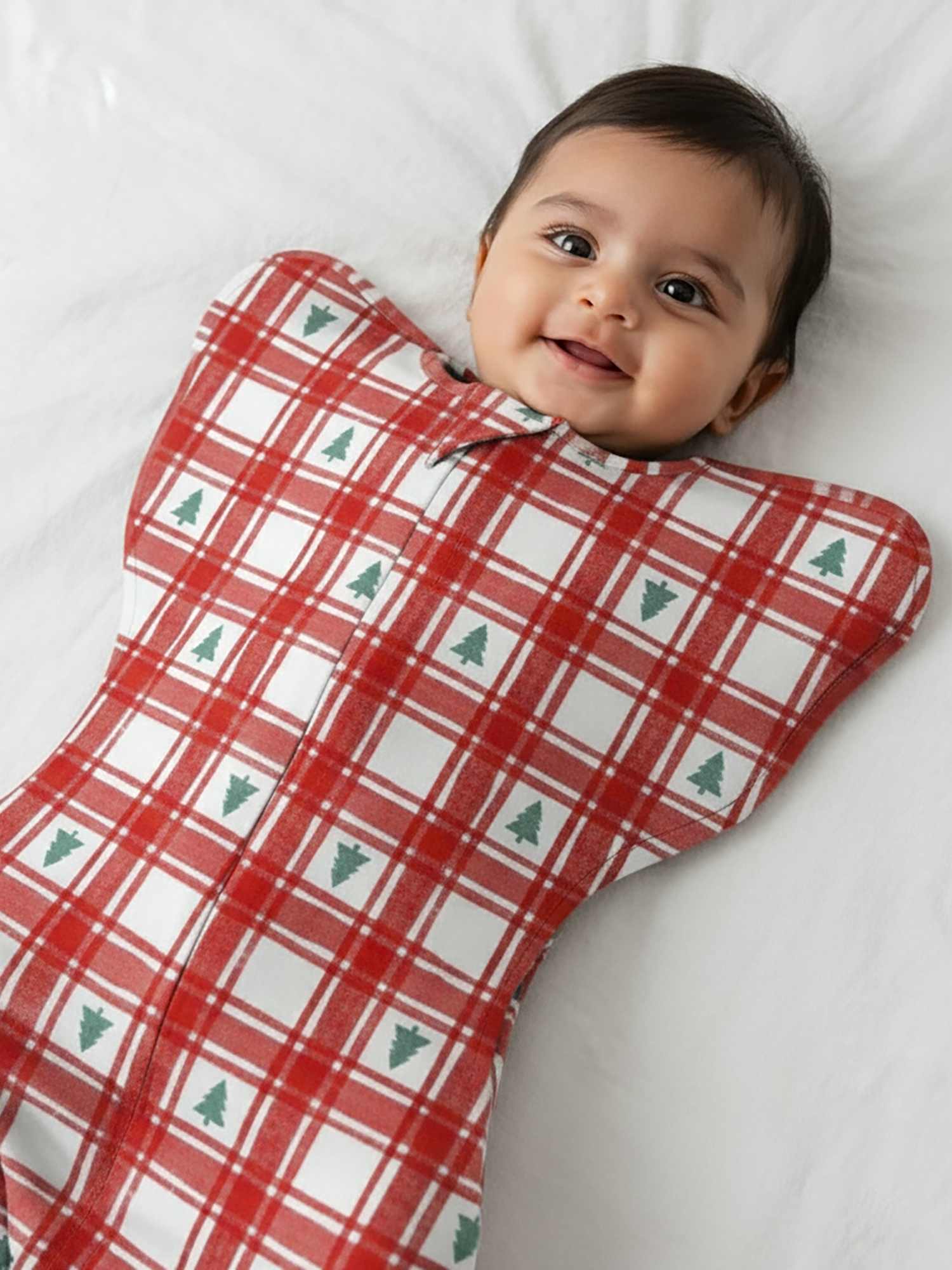 bamboo hands up swaddle pod for baby - christmas collection