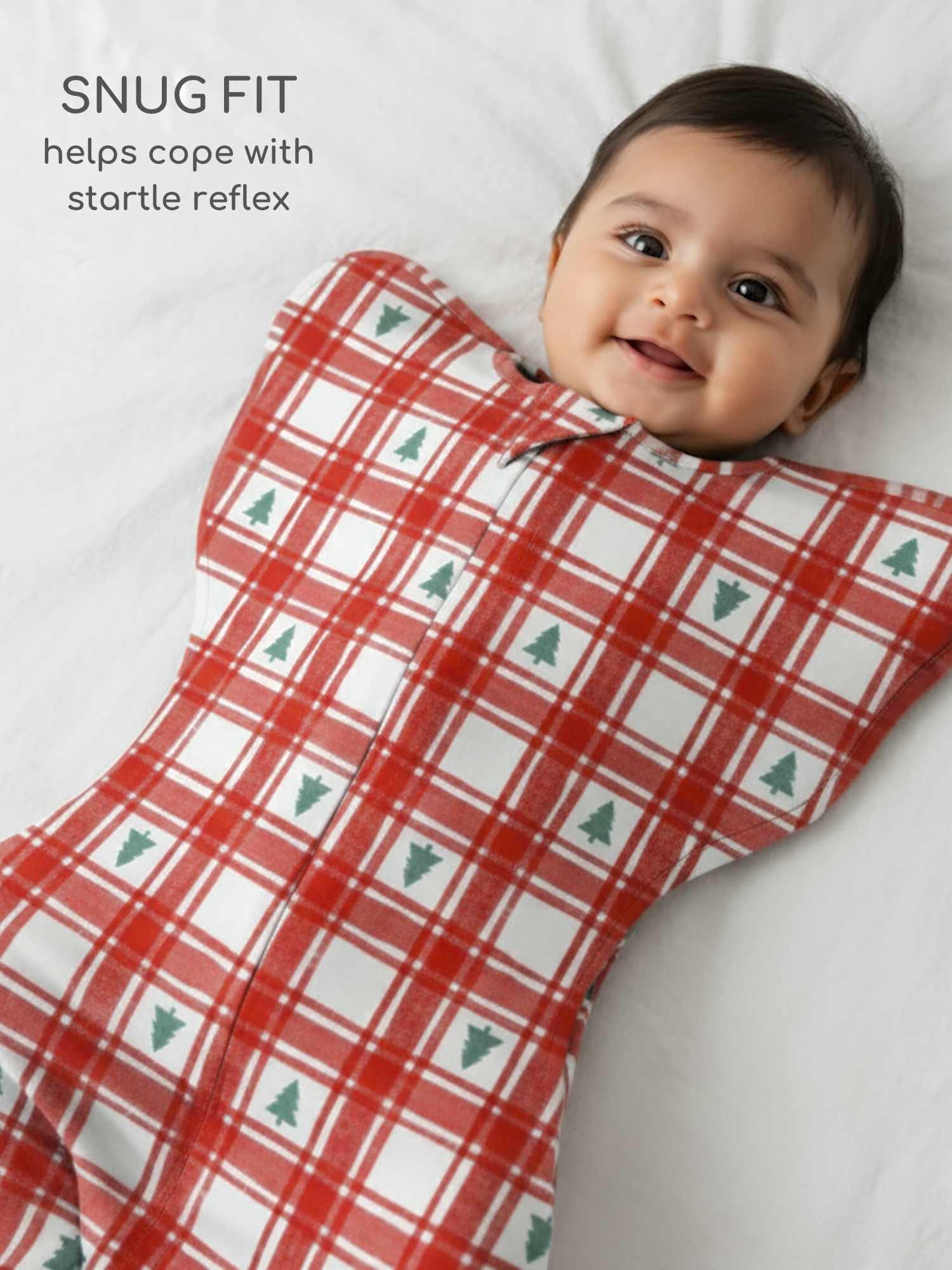 bamboo hands up swaddle pod for baby - christmas collection
