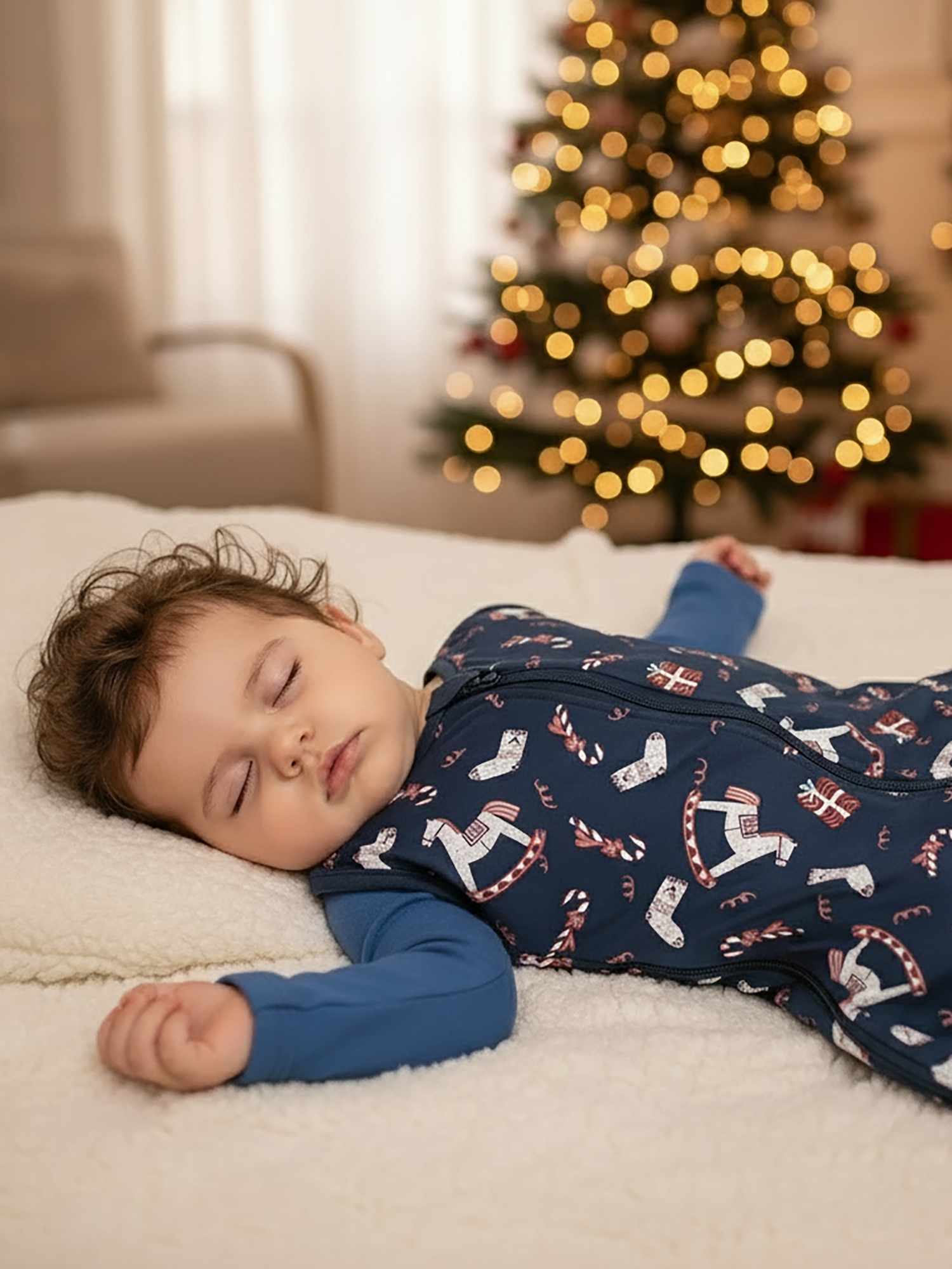 bamboo sleeping bag with foot opening - christmas collection