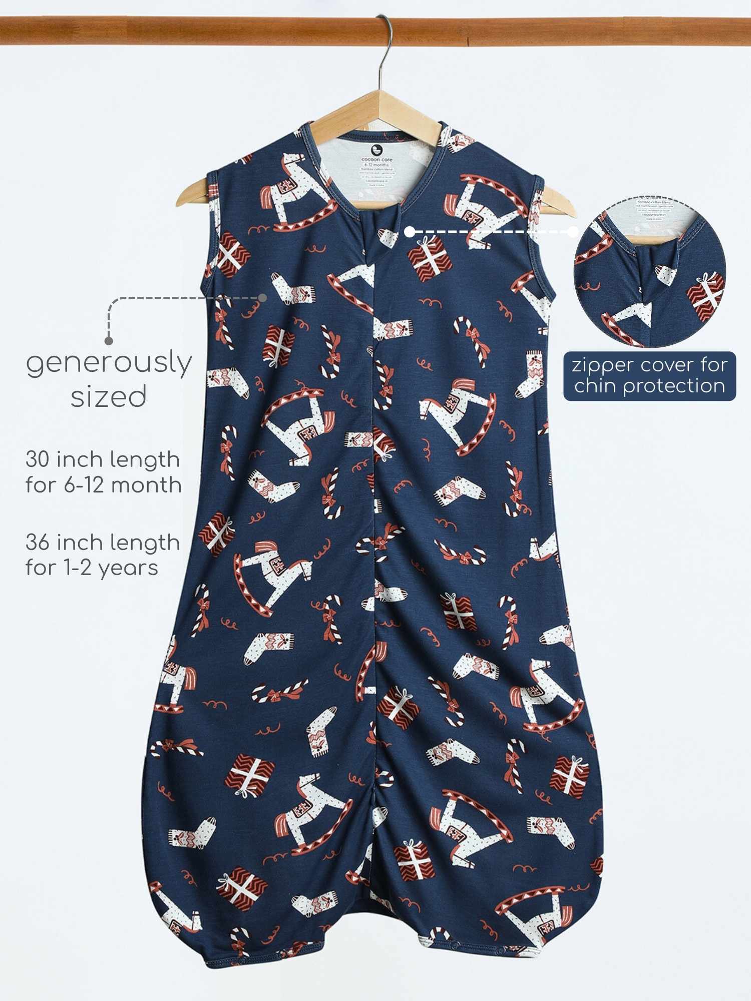 bamboo sleeping bag with foot opening - christmas collection