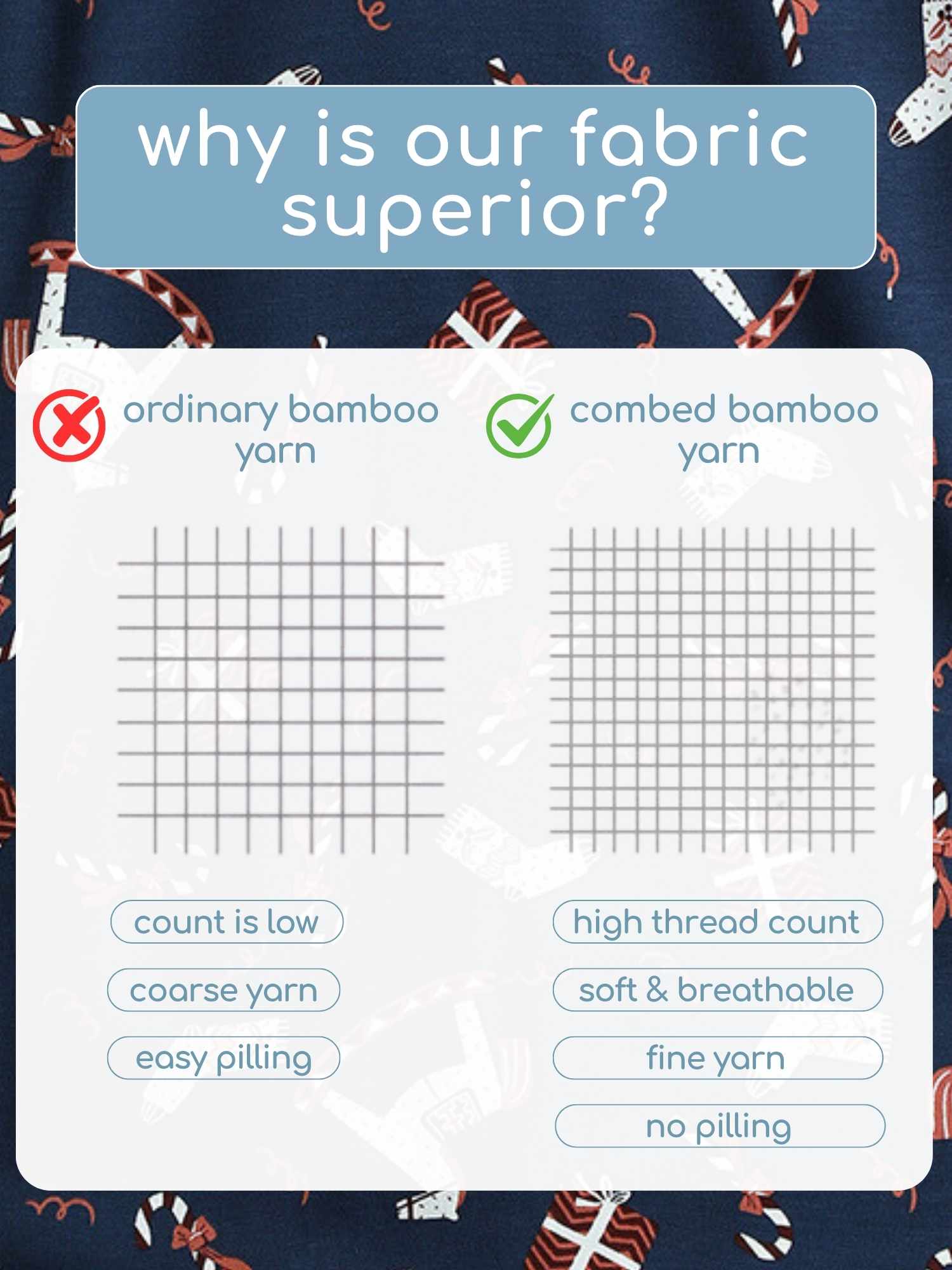 bamboo sleeping bag with foot opening - christmas collection