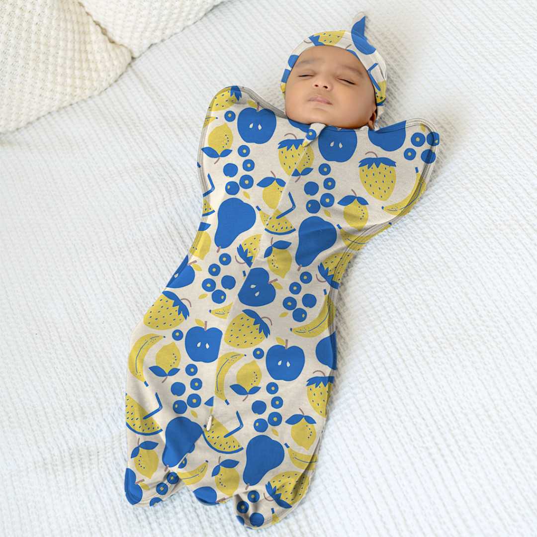 bamboo hands up swaddle pod for baby - prints