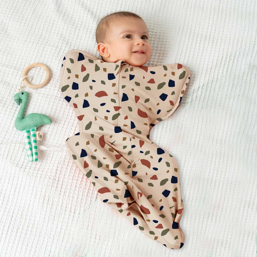 bamboo hands up swaddle pod for baby - prints