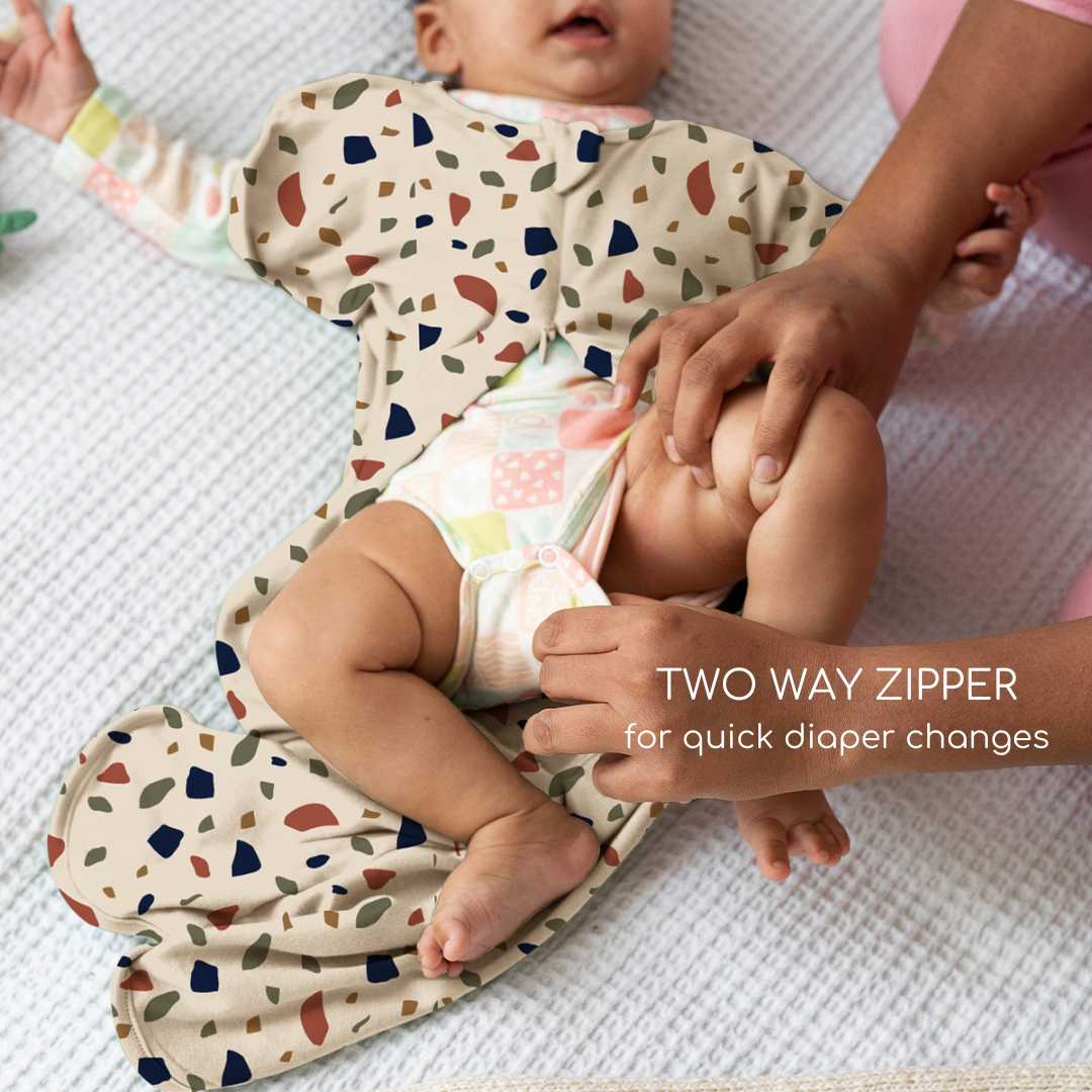 bamboo hands up swaddle pod for baby - prints