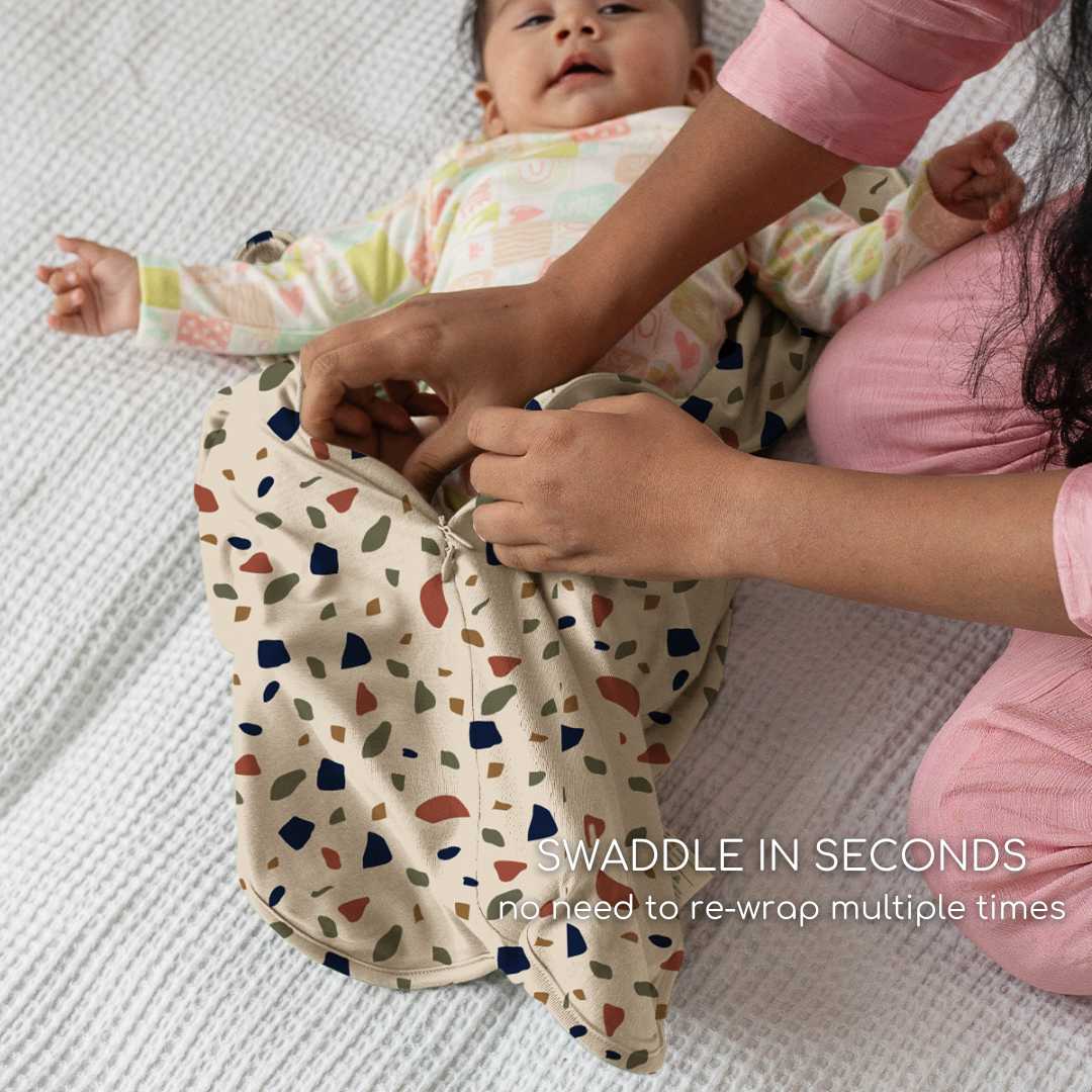 bamboo hands up swaddle pod for baby - prints