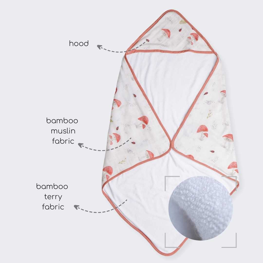 bamboo muslin + terry hooded towel - enchanted garden
