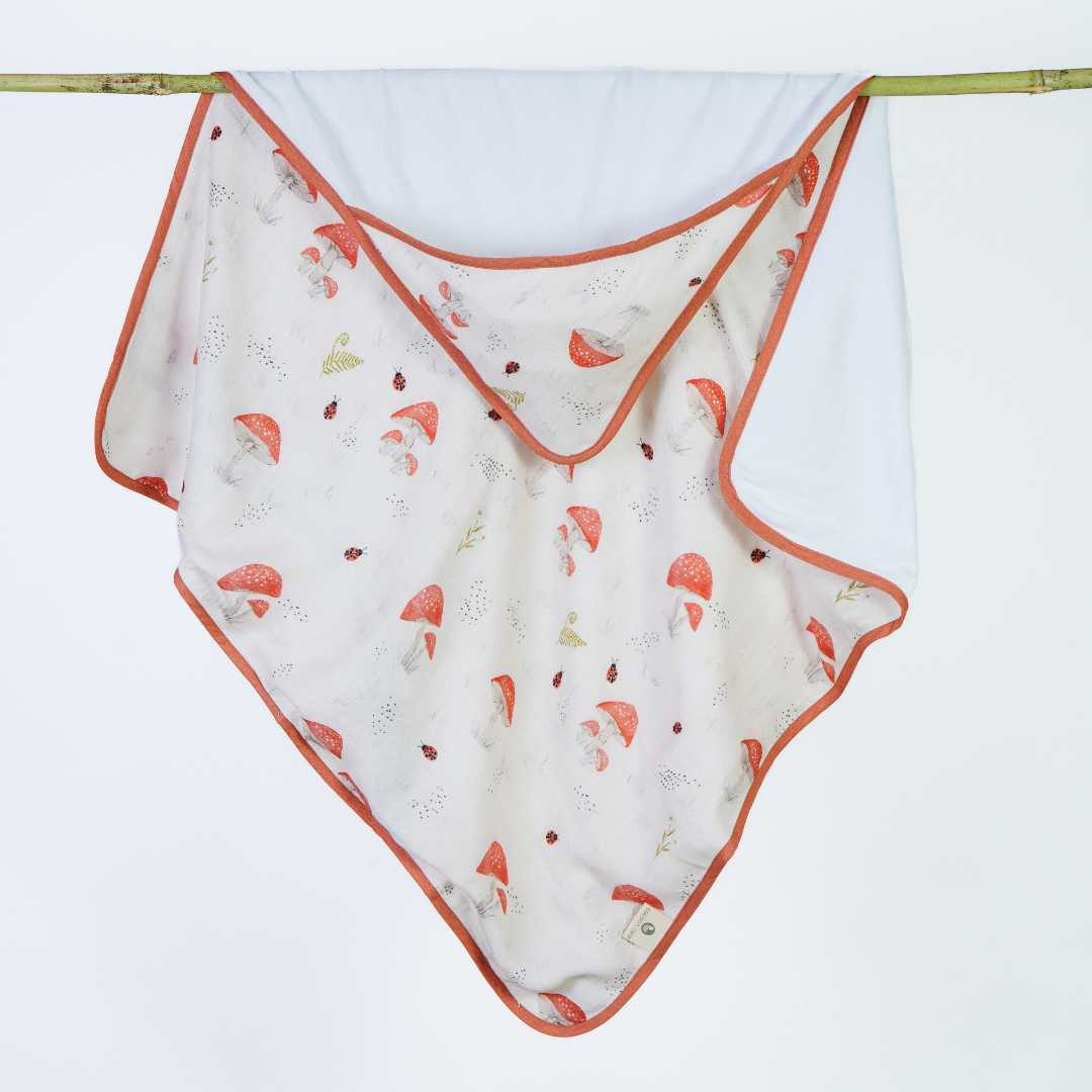 bamboo muslin + terry hooded towel - enchanted garden