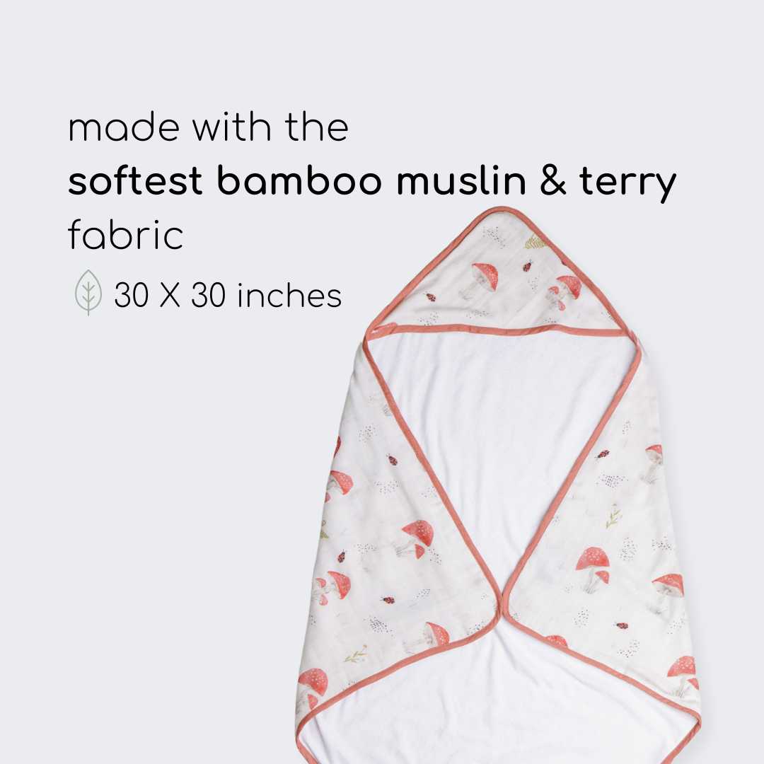 bamboo muslin + terry hooded towel - enchanted garden