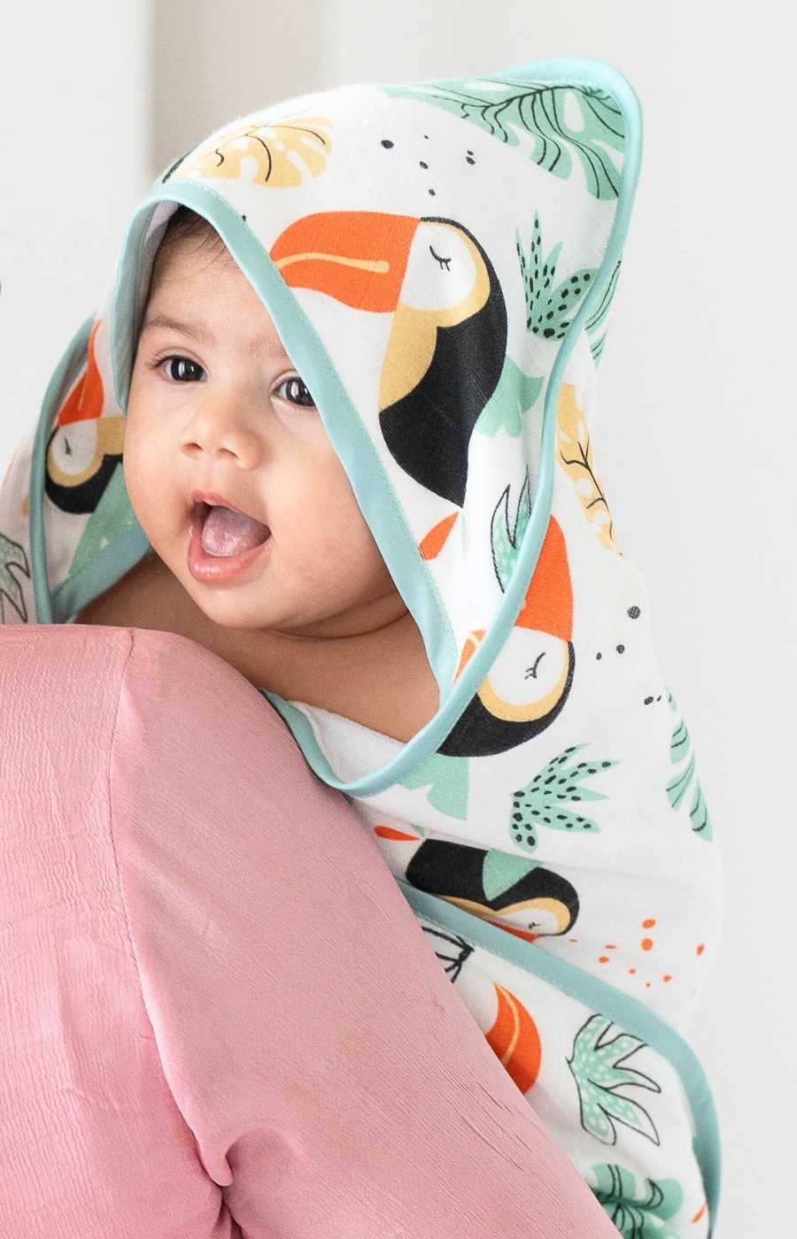 bamboo muslin + terry hooded towel - into the wild